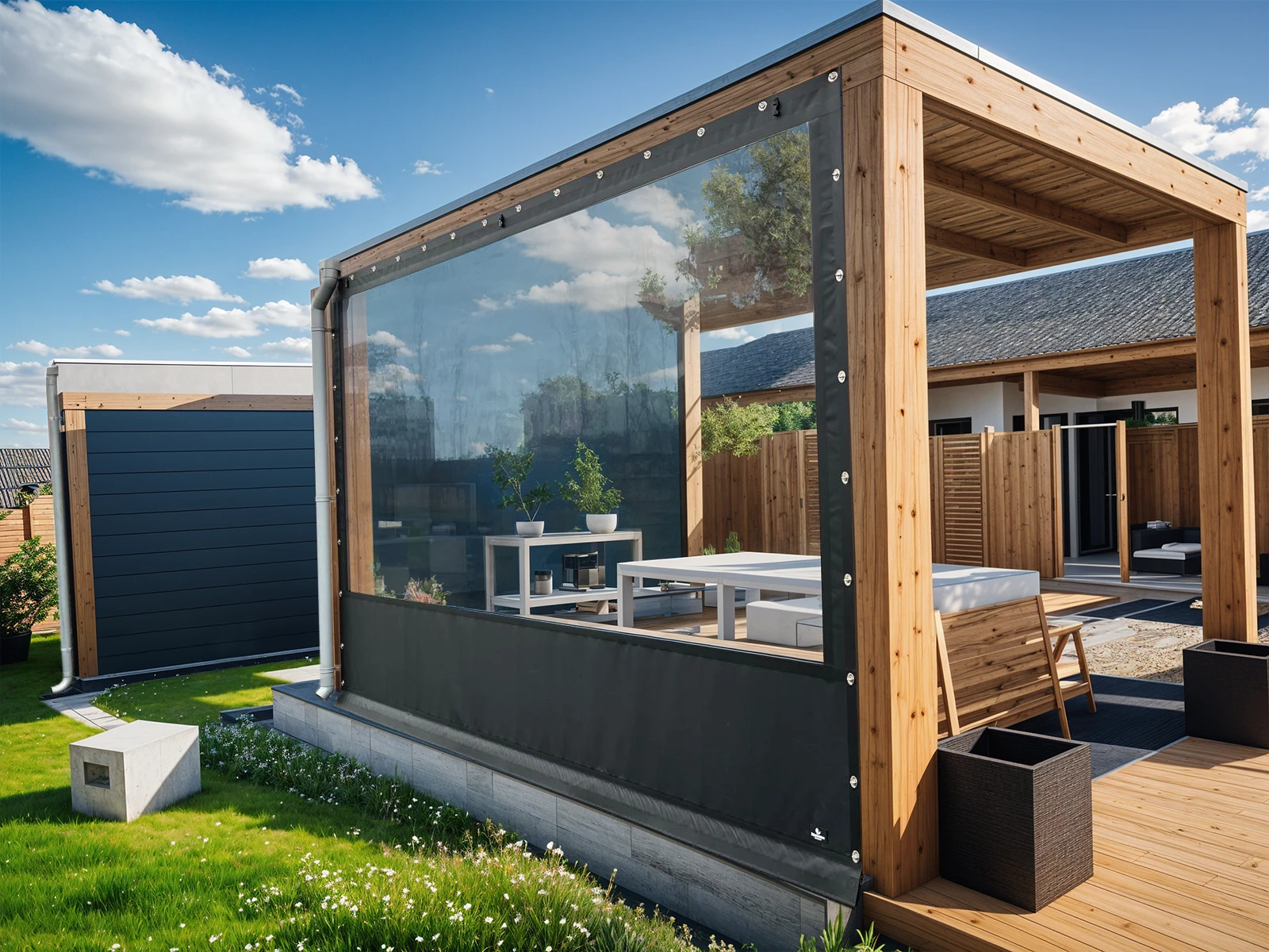 Verandazeil voor Overkapping 250 cm Wand - Taupe - Afbeelding 3